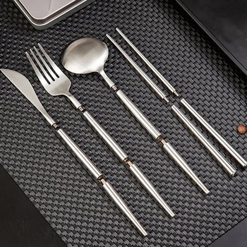 304不鏽鋼餐具4件組-筷.叉.匙.刀(可拆式餐具)-附金屬收納盒_4